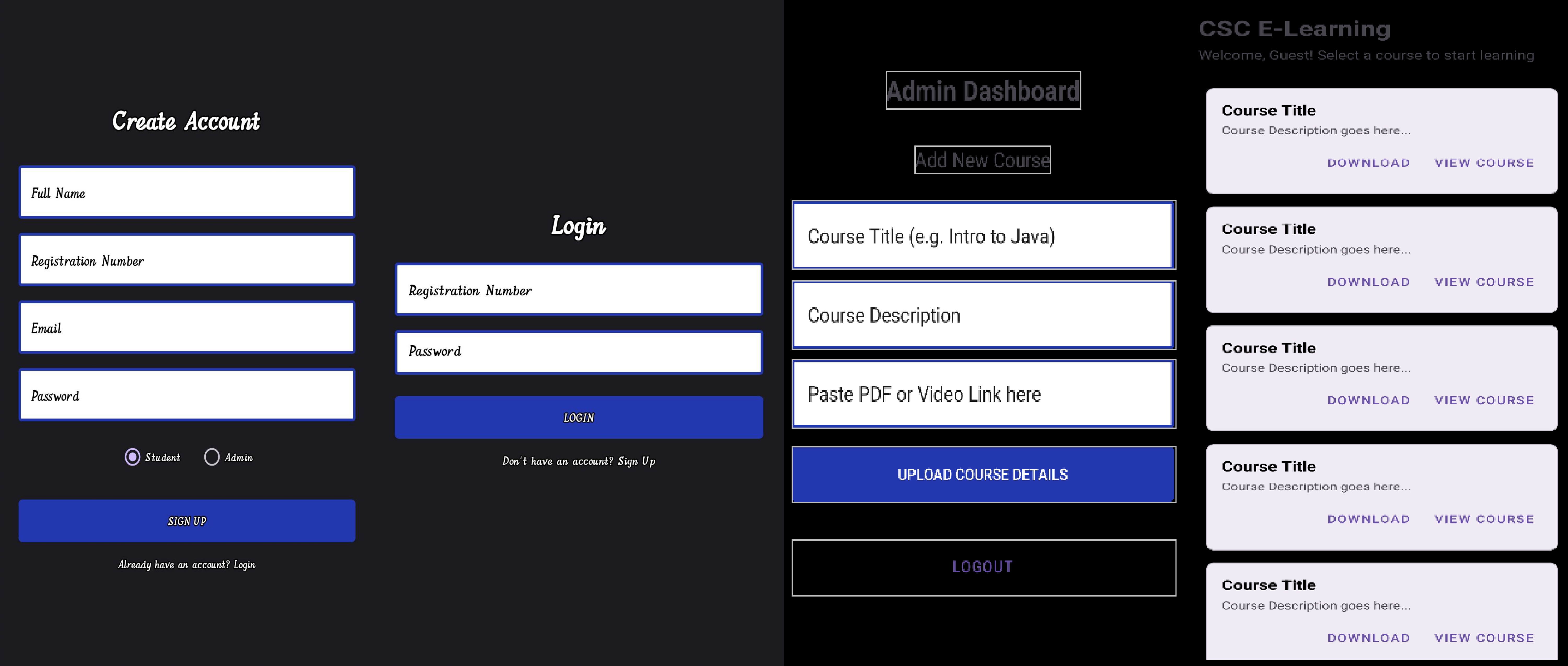 Dashboard interface screenshot